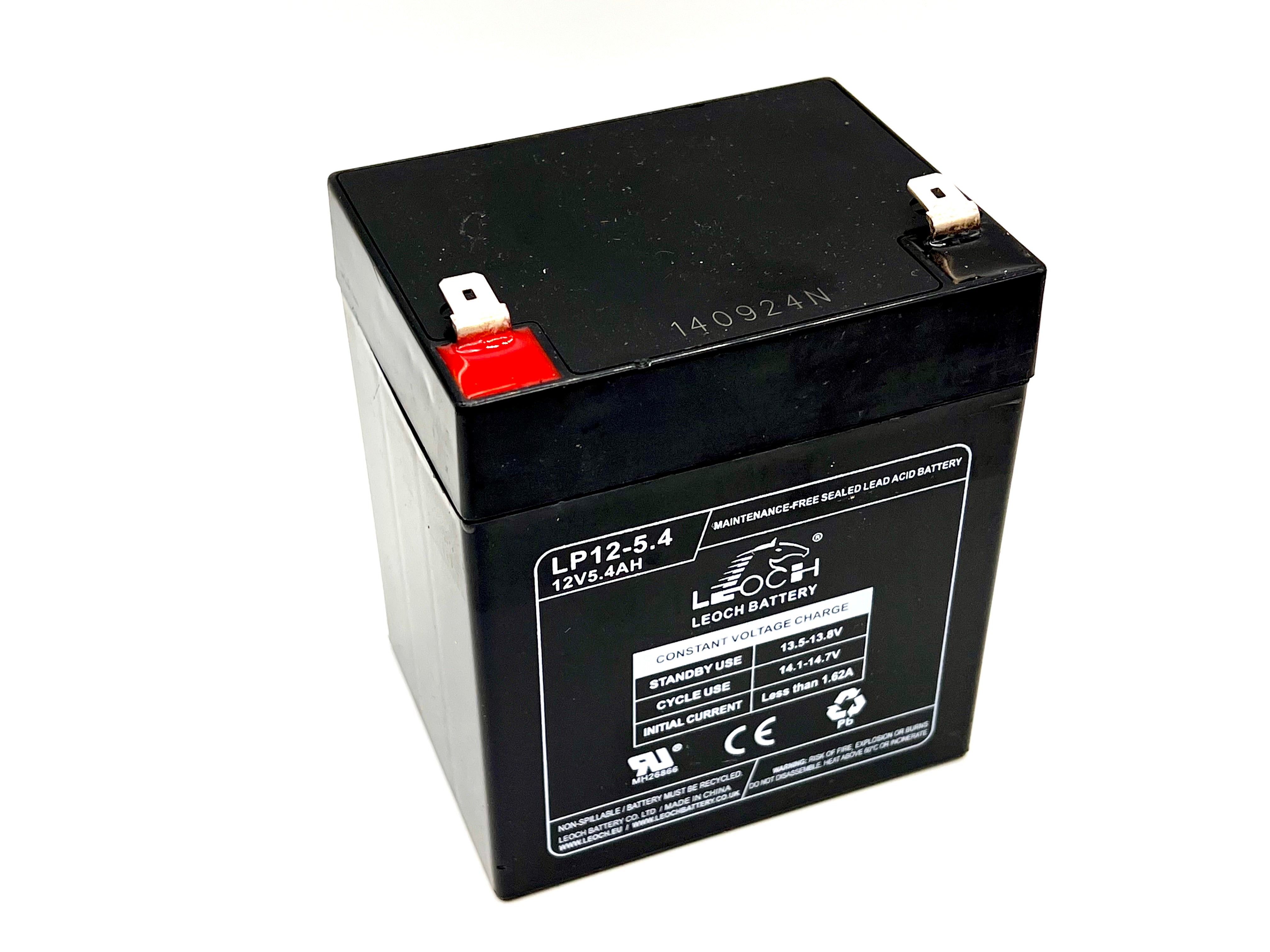 LEOCH 12V 5.4Ah lead-acid battery, for general purpose applications - UPS, Alarm & Security, Emergency Lighting and more